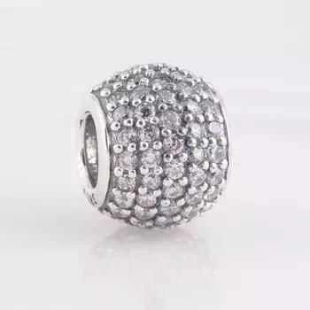 Подходит для европейского браслета, стерлинговое серебро 925 пробы, прозрачные шаровые подвески, металлические бусины для изготовления ювелирных изделий