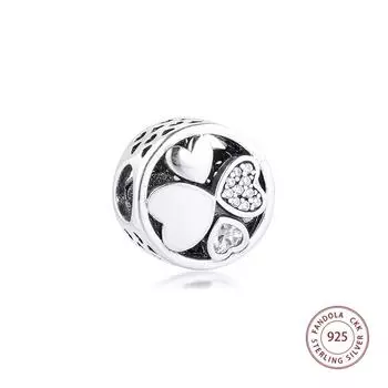 Подходит для европейского браслета, стерлингового серебра 925 пробы, подвески в форме сердца любви, прозрачные бусины CZ для изготовления ювелирных изделий