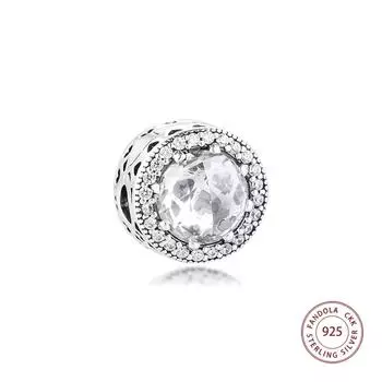 Подходит для европейского браслета, стерлингового серебра 925 пробы, сияющих сердец, хрустальных клипс, подвесных бусин для изготовления ювелирных изделий