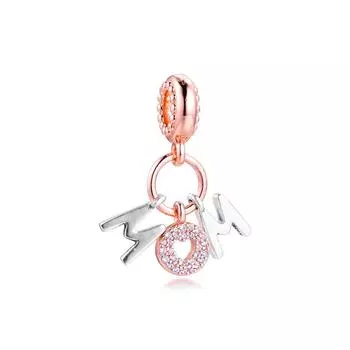 Подходит для европейского браслета, стерлингового серебра 925 пробы, с буквами «мама», висячие подвески, подвески, бусины с цирконием, женские ювелирные изделия «сделай сам»,