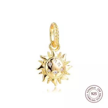 Подходит для европейского браслета, женский браслет из стерлингового серебра 925 пробы, сверкающее солнце, подвески, бусины, сделай сам, изготовление ювелирных изделий, жемчуг