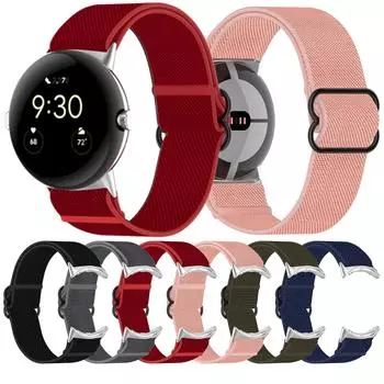 Подходит для Google Pixel Watch. Эластичный тканый ремешок. Эластичный простой нейлоновый ремешок для Google Pixel Watch. красный