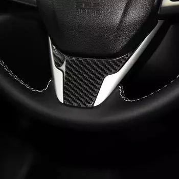 Подходит для Honda Civic 2016 2019 Автомобильные аксессуары Интерьер автомобиля Руль Кнопка Переключатель Панель Крышка Отделка Украшения Углеродное волокно чёрный