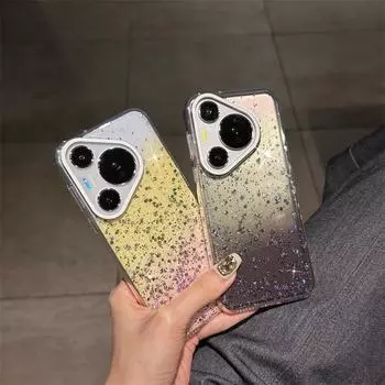 Подходит для Huawei Pura70Pro, эпоксидный чехол с постепенным изменением цвета, блестящий чехол для мобильного телефона Mate60, прозрачный защитный чехол с улучшенными сенсорными свойствами Huawei Pura70