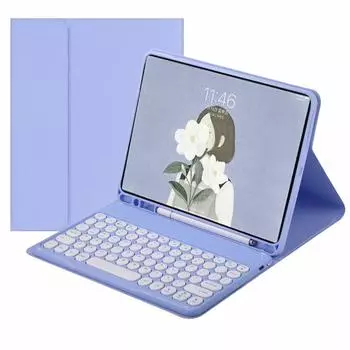 Подходит для iPad 10-го поколения 10.9, защитный чехол, круглая клавиатура Bluetooth 10.2tpu 0 фиолетовый