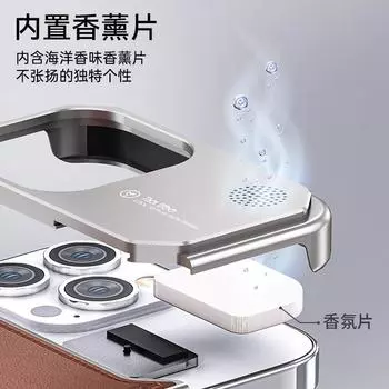 Подходит для iPhone15promax, кожаный чехол с металлическим узором и ароматерапией, чехол для мобильного телефона Apple 14, безрамочный алюминиевый сплав, чехол 13 iPhone15 чёрный