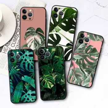 Подходит для iPhone16, чехол для мобильного телефона, новый чехол для мобильного телефона с изображением тропического листа, чехол для телефона с изображением листа iPhone13