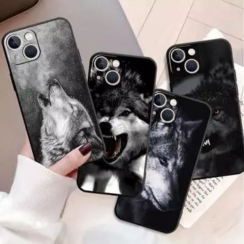 Подходит для iPhone16 Чехол для мобильного телефона Новый чехол для мобильного телефона с изображением животных на открытом воздухе в виде волка и хаски iPhone13