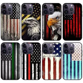 Подходит для iPhone16 Чехол для мобильного телефона Мягкий чехол Европейский и Американский Новый Орел Звезда Флаг Национальный флаг Чехол для мобильного телефона iPhone12/12Pro6.1