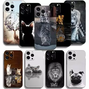 Подходит для iPhone16 Чехол для мобильного телефона Новый чехол с изображением льва, тигра, лося, кошки iPhone13