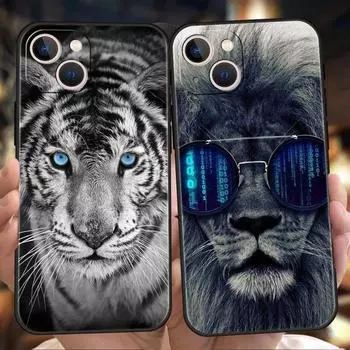 Подходит для iPhone16 Чехол для мобильного телефона Новый модный мужской чехол для мобильного телефона с изображением тигра, льва, волка, леопарда iPhone13