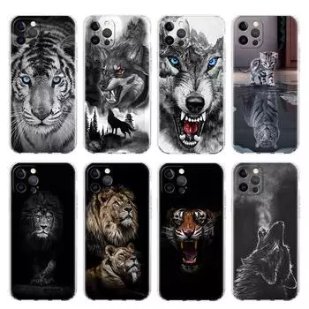 Подходит для iPhone16 Чехол для мобильного телефона Новый чехол для мобильного телефона с изображением пары льва, тигра, волка, животного, кошки iPhone13