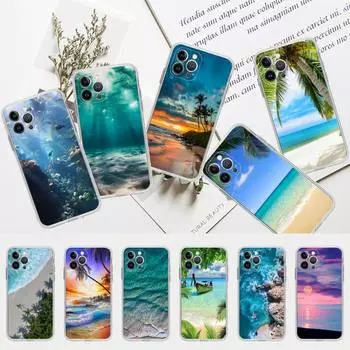 Подходит для iPhone16, чехол для мобильного телефона, новый чехол для мобильного телефона с изображением пляжа и океана iPhone13