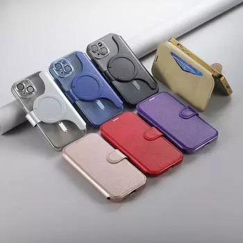 Подходит для iPhone16. Чехол для мобильного телефона, магнитная крышка, кронштейн, вставка для карт с пленкой для объектива, защитный чехол для Apple 15 Pro. iPhone 16 Pro Max красный