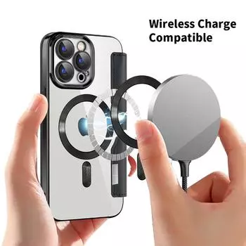 Подходит для iPhone16, чехол для мобильного телефона Xiaoxiangfeng в форме ромба, чехол для Apple 15 из гальванизированной магнитной кожи ягненка, кожаный чехол 1413 iPhone16 чёрный