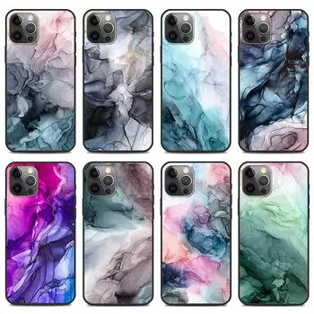 Подходит для iPhone16, мягкий чехол для мобильного телефона, новый простой чехол с рисунком в виде мрамора и чернил iPhone12mini5.4