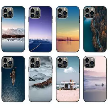 Подходит для iPhone16 Новый чехол для мобильного телефона с изображением пейзажа, снега, горы, моря, облака, моря 13promax