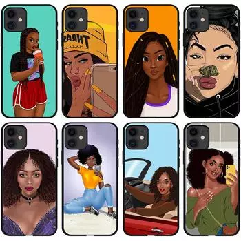 Подходит для iPhone16, новый чехол для мобильного телефона African Girl, мягкий чехол, черный чехол для телефона Girl iPhone12mini5.4