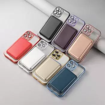 Подходит для iPhone16 Pro Чехол для телефона Магнитный чехол для карты Защита линз Чехол Apple 15 Pro Max iPhone 16 Pro Max чёрный