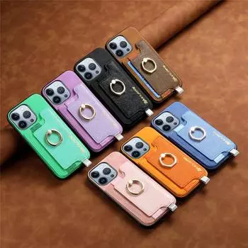 Подходит для iPhone16 Pro Max Чехол для мобильного телефона Магнитная сумка для карт Кольцо для карт Apple 15 Pro Чехол iPhone 16 Pro Max чёрный