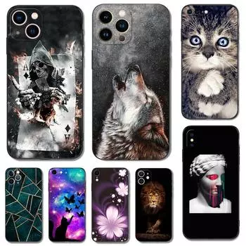 Подходит для iPhone16Pro Новый чехол для мобильного телефона X Европейский и Американский персонализированный чехол для мобильного телефона с изображением животных, кошек, волков и собак 13promax