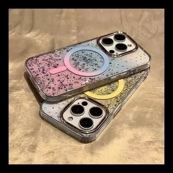 Подходит для iPhone16proMax Эпоксидный Яркий Блестящий Магнитный Чехол Для Мобильного Телефона Новый Apple 15 Anti-Drop 14 Sheath iPhone15 розовый