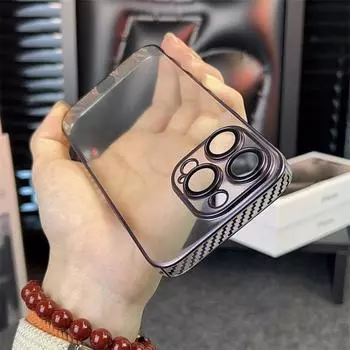 Подходит для iPhone 15, 14, 13, 12, 11 Pro Max 14plus 15plus, ультратонкий ультратонкий чехол с рисунком на краях телефона, прозрачный жесткий корпус из ПК iPhone 11 чёрный