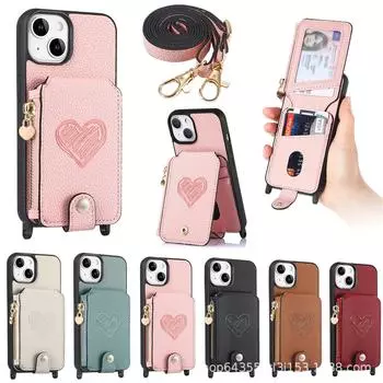 Подходит для iPhone 15 Pro Чехол-держатель для мобильного телефона Противоударный мессенджер Длинный защитный чехол для Apple 14/13 iPhone 15 Pro Max/Ultra красный