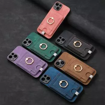 Подходит для iPhone 16 Pro, чехол для мобильного телефона, магнитная сумка для карт, съемный держатель для кольца, прочный магнитный защитный чехол для Apple 15 iPhone 16 Pro Max розовый