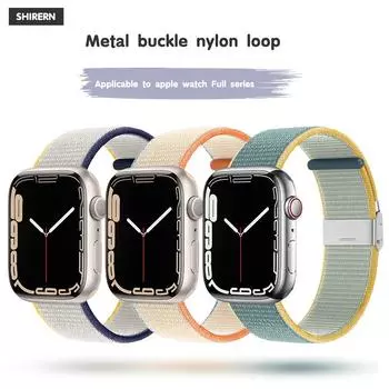 Подходит для iwatch se apple, ремешок для часов 38 мм, 40 мм, 42 мм, 44 мм, 45 мм, 49 мм, ремешок для Apple Watch 7, металлический зажим, тканый нейлоновый ремешок для часов