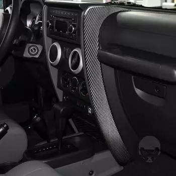 Подходит для Jeep Wrangler 2007-2010 /3 шт. Украшения для салона автомобиля из настоящего углеродного волокна, наклейка на рамку, приборная панель чёрный