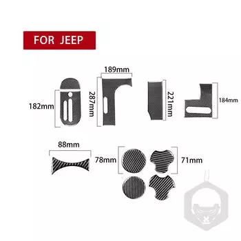 Подходит для Jeep Wrangler 2007-2010 автомобильные аксессуары / 10 шт. Настоящее углеродное волокно Gear Water Cup Console 5D износостойкие наклейки чёрный