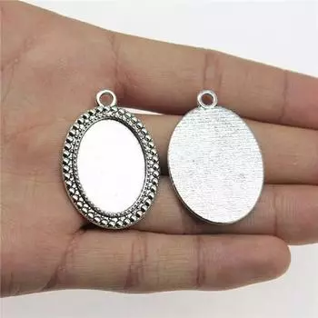 Подходит для круглого стеклянного кабошона 18X25 мм, поднос для установки, античное серебро, цветные компоненты, подвеска, оптовая продажа ювелирных изделий