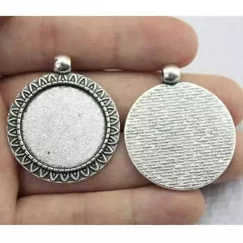 Подходит для круглого стеклянного кабошона 25 мм, поднос для установки, античное серебро, цветные компоненты, украшение ручной работы для изготовления ювелирных изделий A03-5pcs-25mm