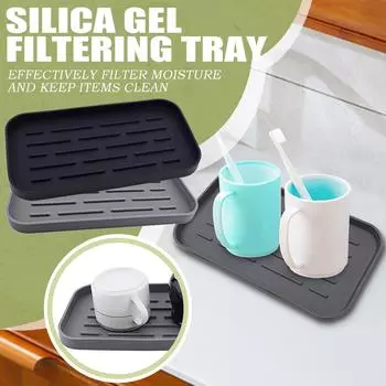 Подходит для кухни, ванной комнаты, раковины, силиконового дренажного квадратного утолщенного подноса, легко моется One Size чёрный