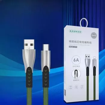 Подходит для Mate 60 Shangying Новая модель цинковый сплав Android Apple 6A кабель для передачи данных X17 woven 1m Android cable