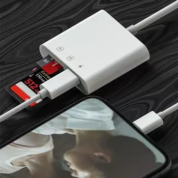 Подходит для мобильного телефона Apple 13.14.12, перезаряжаемой зеркальной камеры «три в одном», карты памяти SD/TF. белый