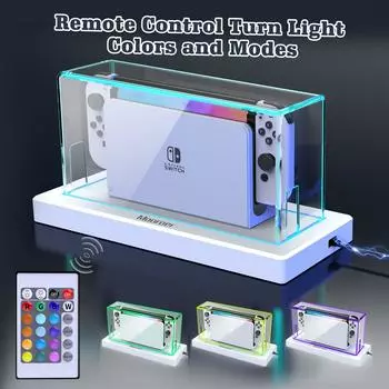 Подходит для Nintendo Switch, акриловый пылезащитный чехол, 16-цветная RGB светодиодная подсветка, водонепроницаемые и устойчивые к царапинам игровые аксессуары чистый