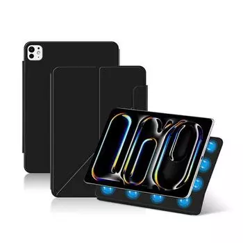 Подходит для нового 12,9-дюймового планшетного компьютера iPad Pro 2024 года. Защитный чехол с магнитным двусторонним зажимом и многостворчатый защитный чехол. 2024 iPad Pro12.9 серый