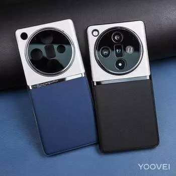 Подходит для OPPO FindX7Ultra, официального простого кожаного чехла для мобильного телефона, findx6, гальванизированного делового защитного чехла X100 90 OPPO Find X7 чёрный