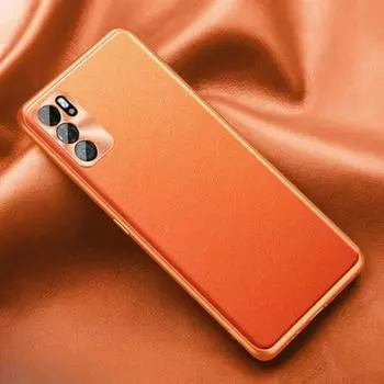 Подходит для Oppo Reno10 Pro Кожаный чехол для телефона Find X5 Всесторонний K10 Металлический чехол для объектива RENO Reno10Pro оранжевый