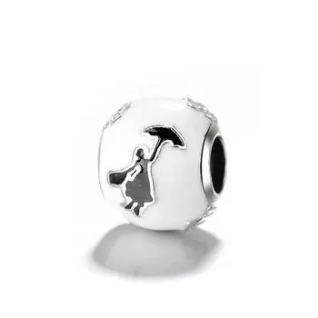 Подходит для оригинального браслета Pan с черной эмалью, бусины «Мэри Поппинс», «сделай сам», подвески для женщин, роскошные ювелирные аксессуары, рождественский подарок