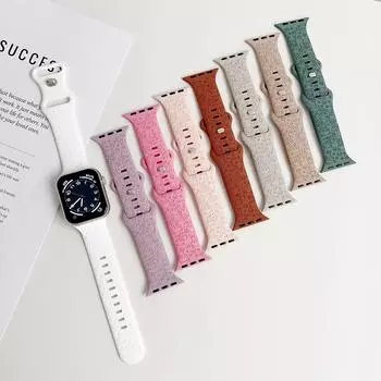 Подходит для яблока, милого кота, собаки, дыни, резьбы, силиконовый ремешок для часов Apple Watch8/SE/7/65 38/40/41mm белый