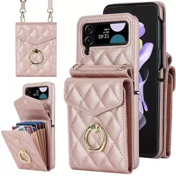 Подходит для Samsung Flip4 Pair складной чехол для мобильного телефона Z Flip6 Crossbody маленький ароматный чехол для мобильного телефона Wind Ring Organ Z Flip5 красный