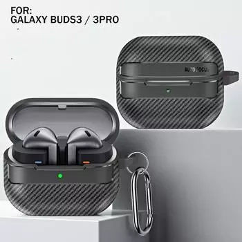 Подходит для Samsung Galaxy Buds3 Pro, защитный чехол из углеродного волокна с защитой от падения, чехол для наушников Samsung Galaxy Buds 3 из ТПУ Galaxy Buds3 Pro чёрный