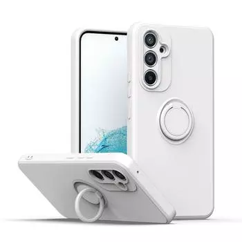 Подходит для Samsung Liquid Silicone Ring Phone Case, универсальный кронштейн, устойчивый к падениям, мягкий чехол A55 чёрный