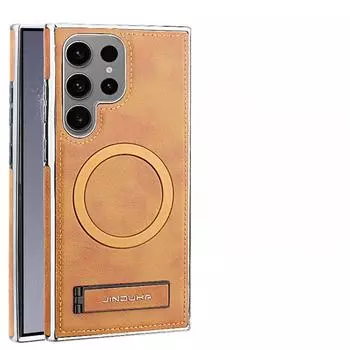 Подходит для Samsung S24Ultra, чехол-держатель для мобильного телефона, магнитная зарядка, Galaxy23Plus, универсальный деловой мужской кожаный чехол Samsung Galaxy S24 Ultra