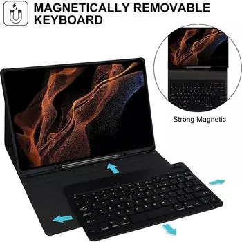 Подходит для Samsung Tab S8Ultra 14,6, планшета, Bluetooth-клавиатуры, кожаного чехла S9plus S7FE, защитный чёрный