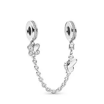 Подходит для серебряного цвета, кулон с бусинами для изготовления ювелирных изделий, защитная цепочка в виде бабочки, подвеска, женский браслет, аксессуары, браслеты для девочек CHINA