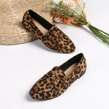 Подходит для широкой и полной стопы, импортного качества, большого размера 41-43 женская обувь - мокасины с леопардовым принтом, весенняя и осенняя обувь 35 чёрный